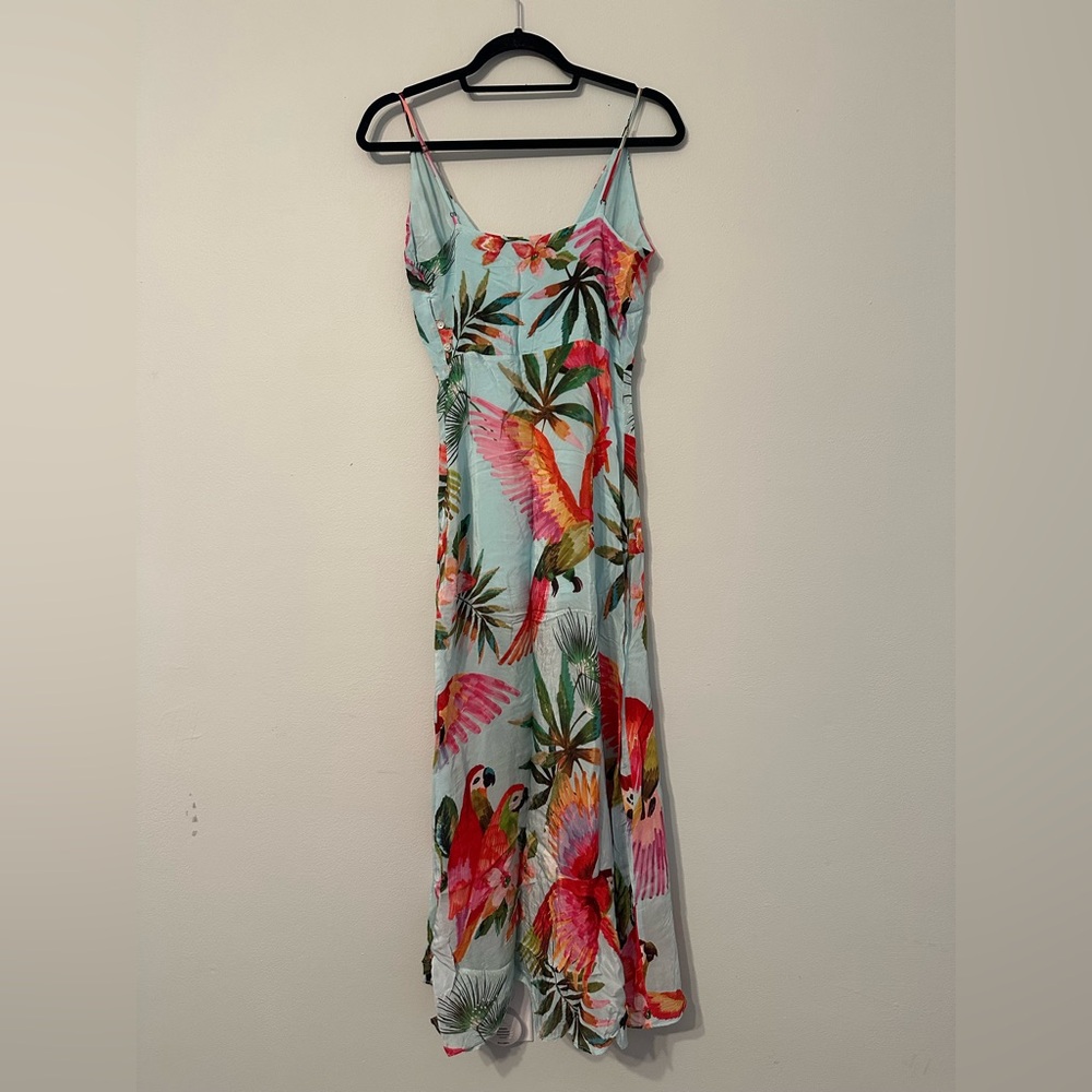 Aqua Tropical Parrot Print Wrap Maxi Dress - Picture 2 of 10